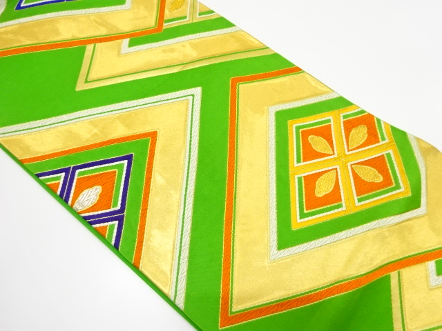 アンティーク　菱模様織り出し袋帯（着用可）